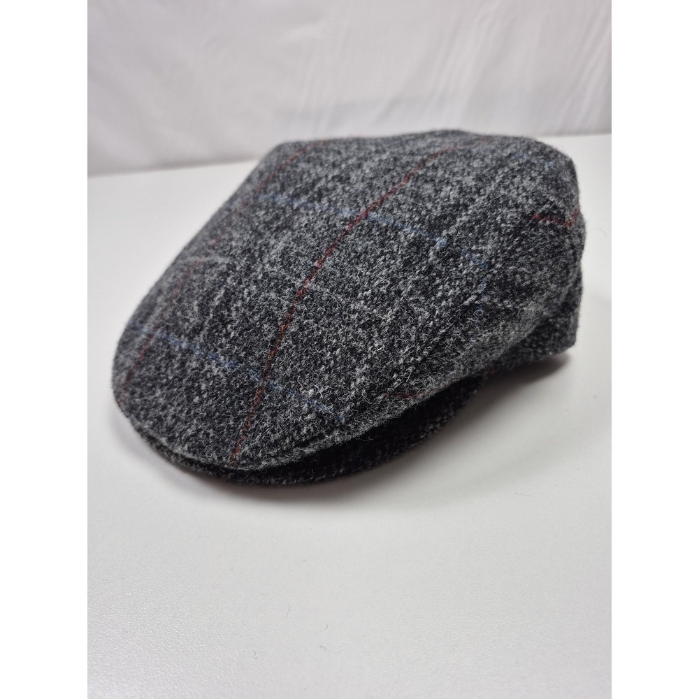 Magill Hat Flat Cap Fitted Mens S Gray Plaid Harris Tweed Lined Made In Canada